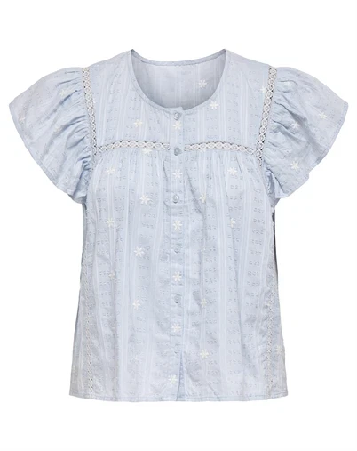 JDY - JDYFia Embroidery Skjorte - Cashmere Blue